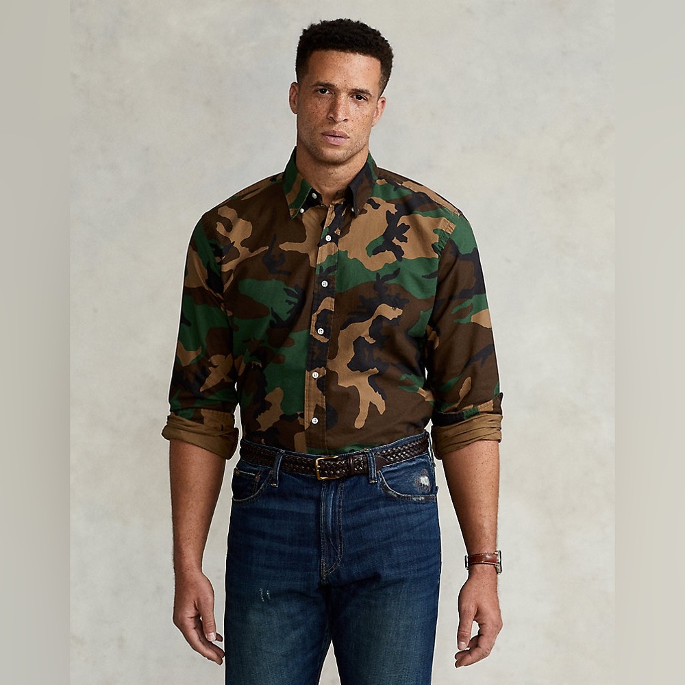 Ralph Lauren Camo Oxford Shirt Small Button Down Camouflage 100% Cotton NWT